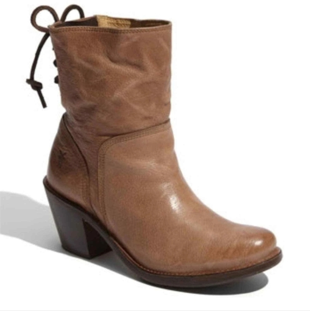 Frye Carmen Lace Up Leather Boho Western Ankle Boots